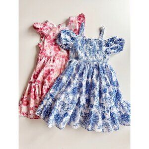 Lot of 2 Girls' J JOIE Floral Cotton Voile Ruffle A-Line Dresses, Size 7